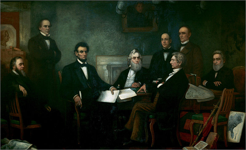 Lincoln presenting Emancipation Proclamation to his cabinet