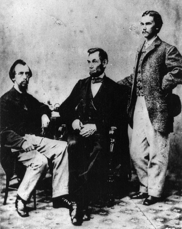 Lincoln With Secretaries Nicolay and Hay