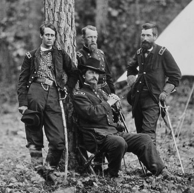 Union Generals, Winfield S. Hancock,Francis C. Barlow, David B. Birney, and John Gibbon